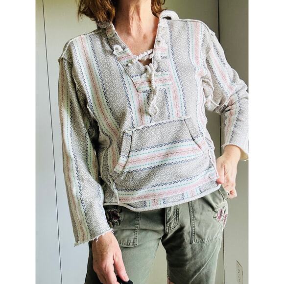 Billabong Beachy Hoodie Pastels Cream Size Medium Surfer Coastal Lace up - Picture 10 of 11